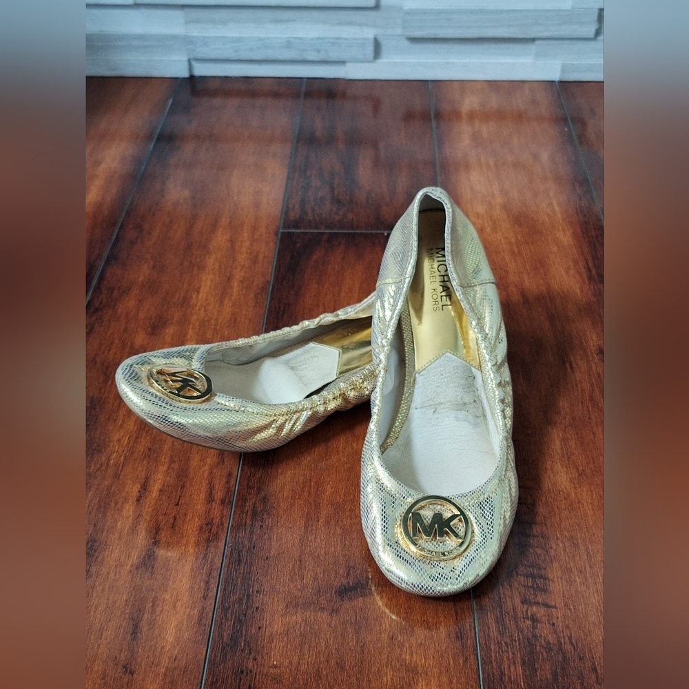 Michael Kors Fulton Python-Embossed Ballet Flats … - image 1